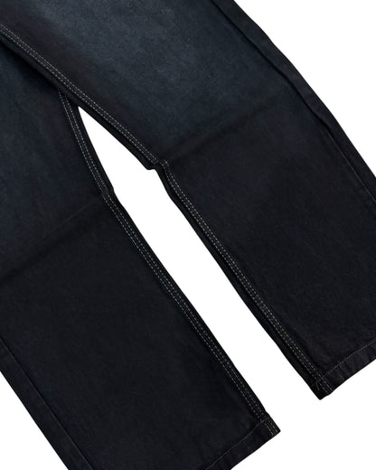 Black Foggy Wash Straight Wide Fit Denim
