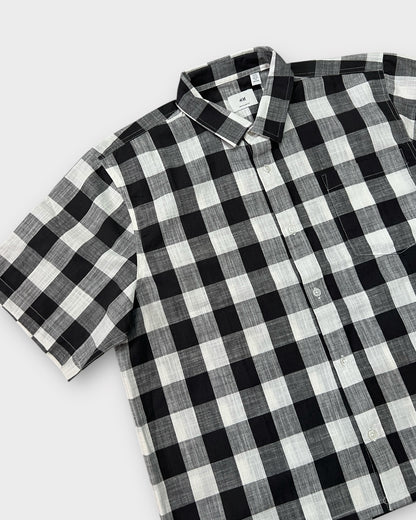 Monochrome Grid Boxy Shirt