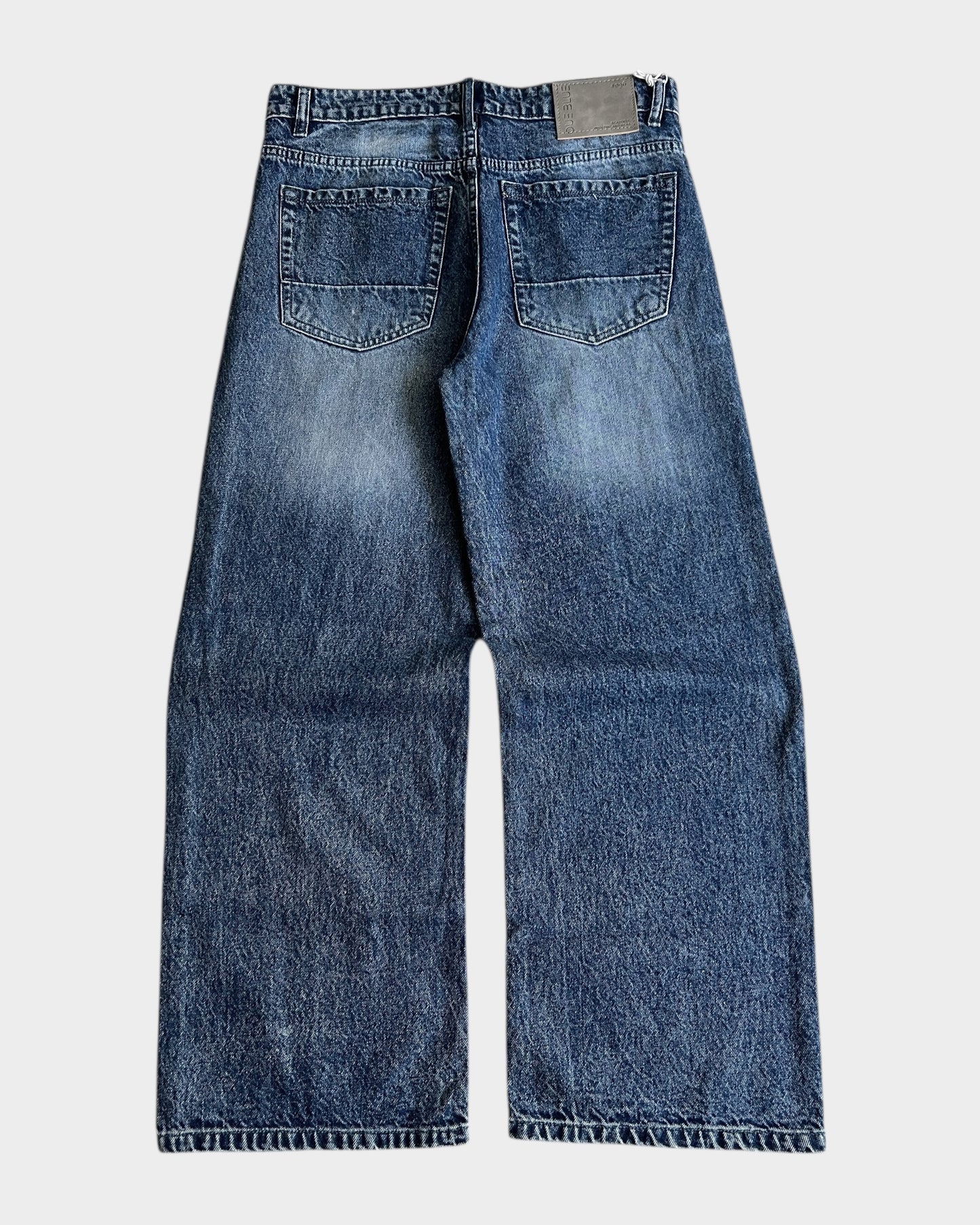 Blue Vintage Faded Baggy Wide Denim