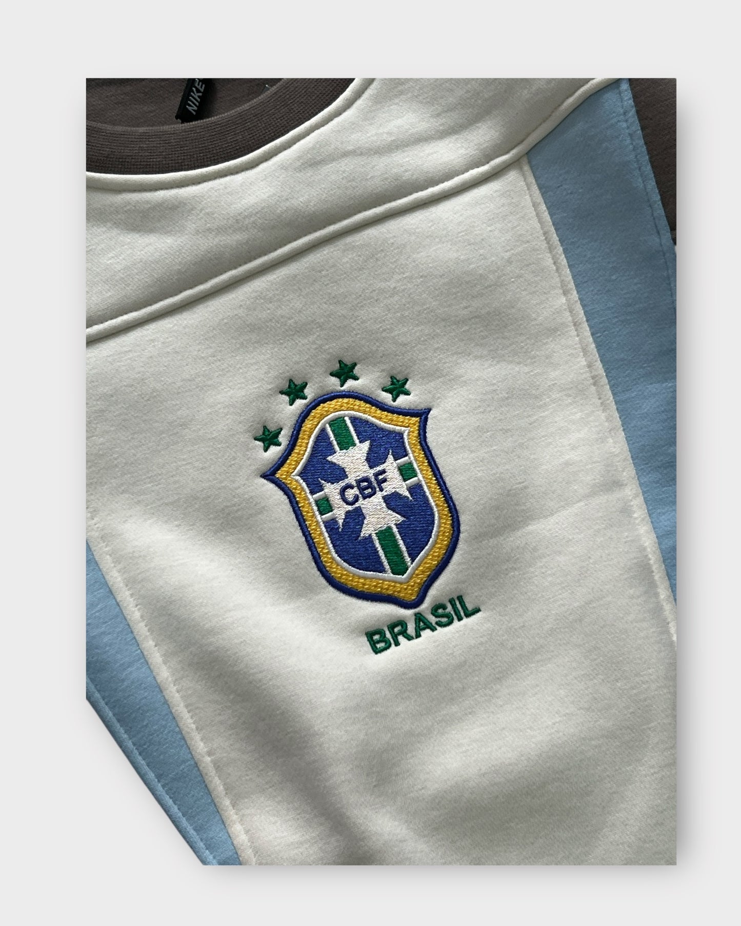 Team Brazil Panel Crewneck "400+ GSM" - Cream/Brown
