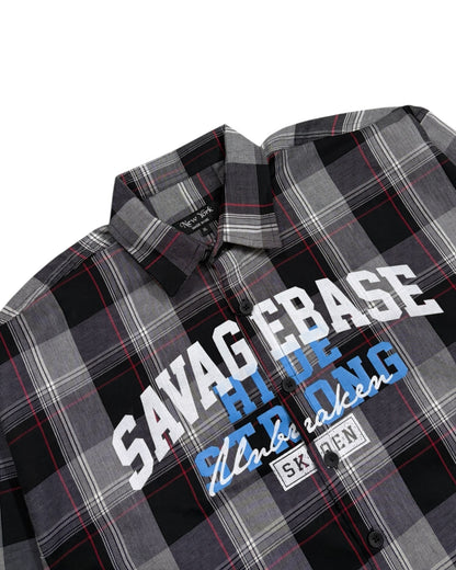 Black Savage Base Boxy Check Shirt