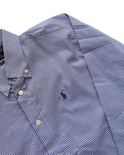 Micro-check Cotton Shirt - Deep Purple