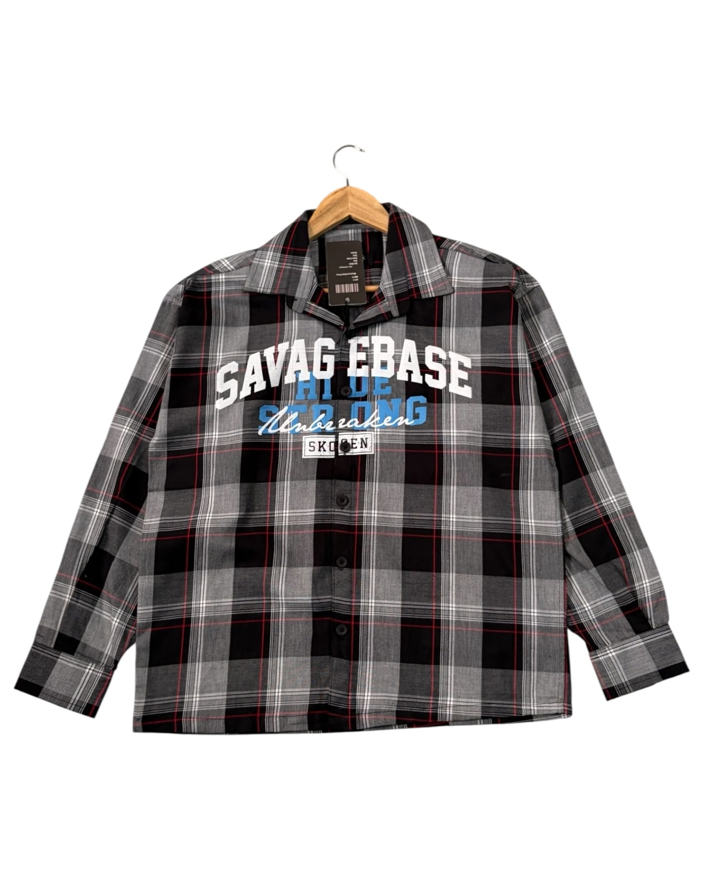 Black Savage Base Boxy Check Shirt