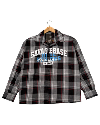 Black Savage Base Boxy Check Shirt