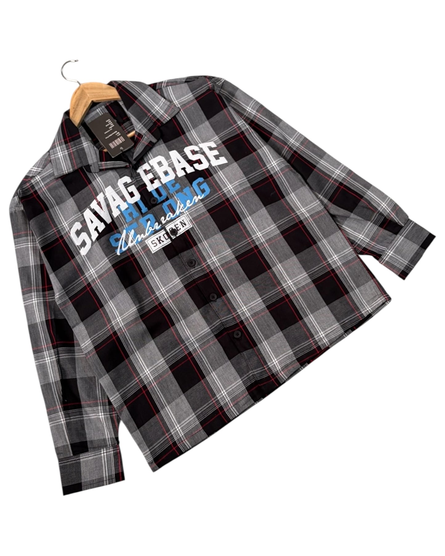 Black Savage Base Boxy Check Shirt