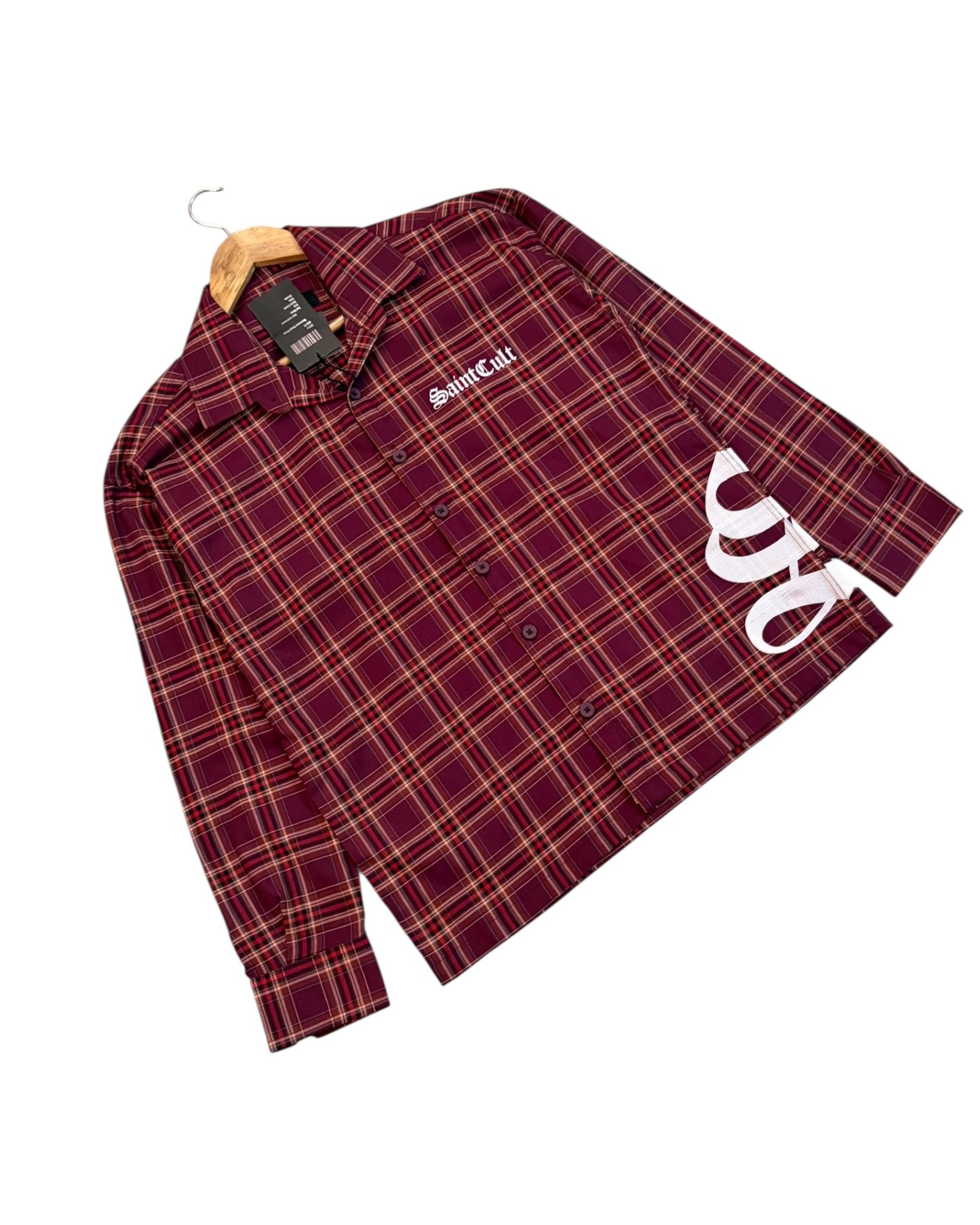 Maroon Saint Cult Boxy Check Shirt
