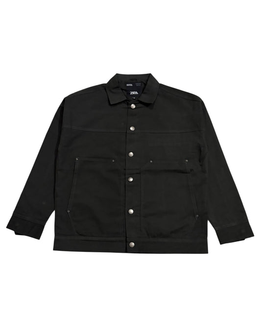Workwear Boxy Cropped Jacket - Dark Olive