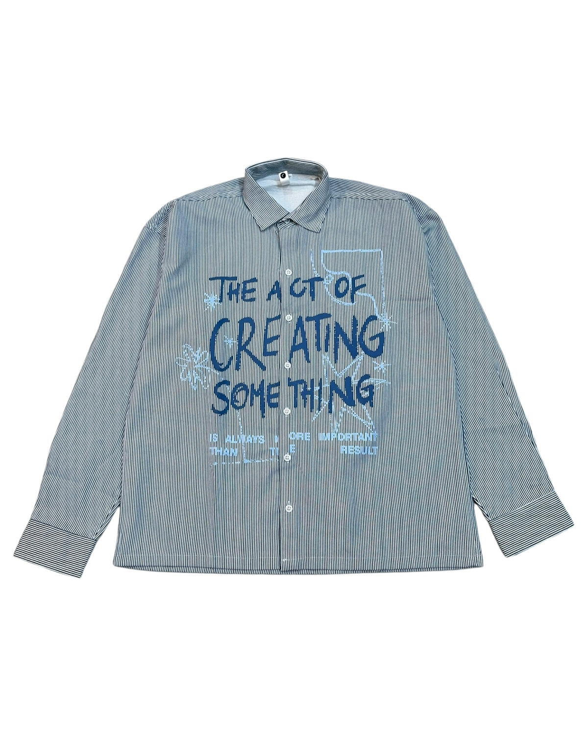 Striped Boxy Pure Cotton Shirt - Blue
