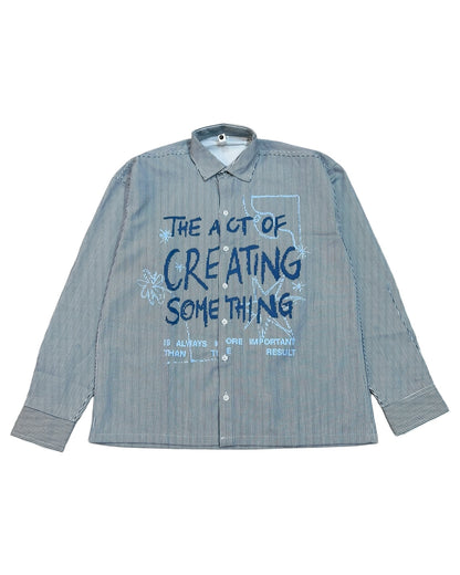 Striped Boxy Pure Cotton Shirt - Blue