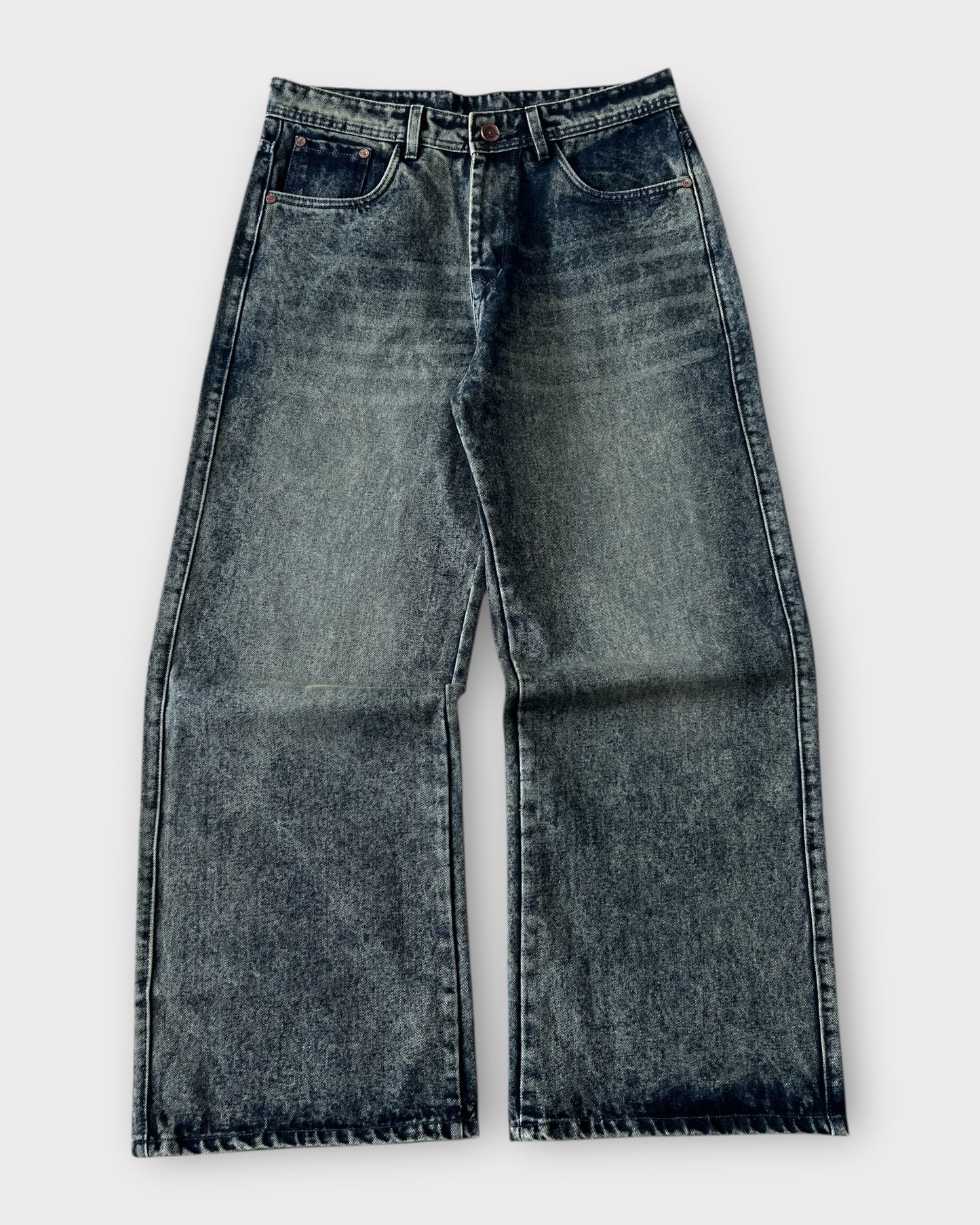Muddy Acid Wash Baggy Wide Fit Denim