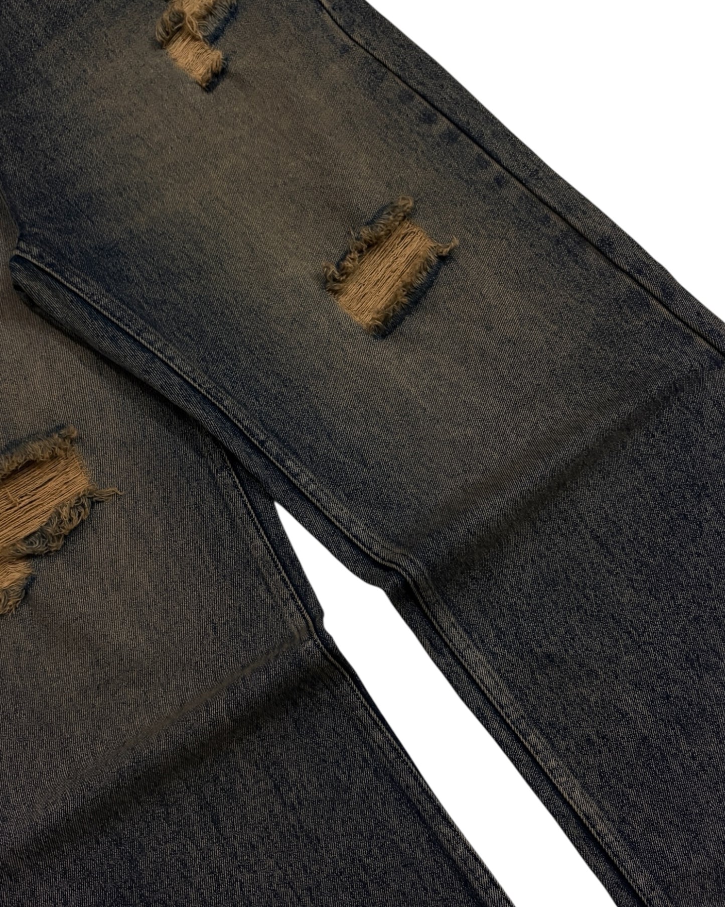 Muddy Wash Distressed Wide Fit Jeans