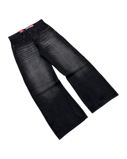 Washed Black Baggy Wide Fit Jeans