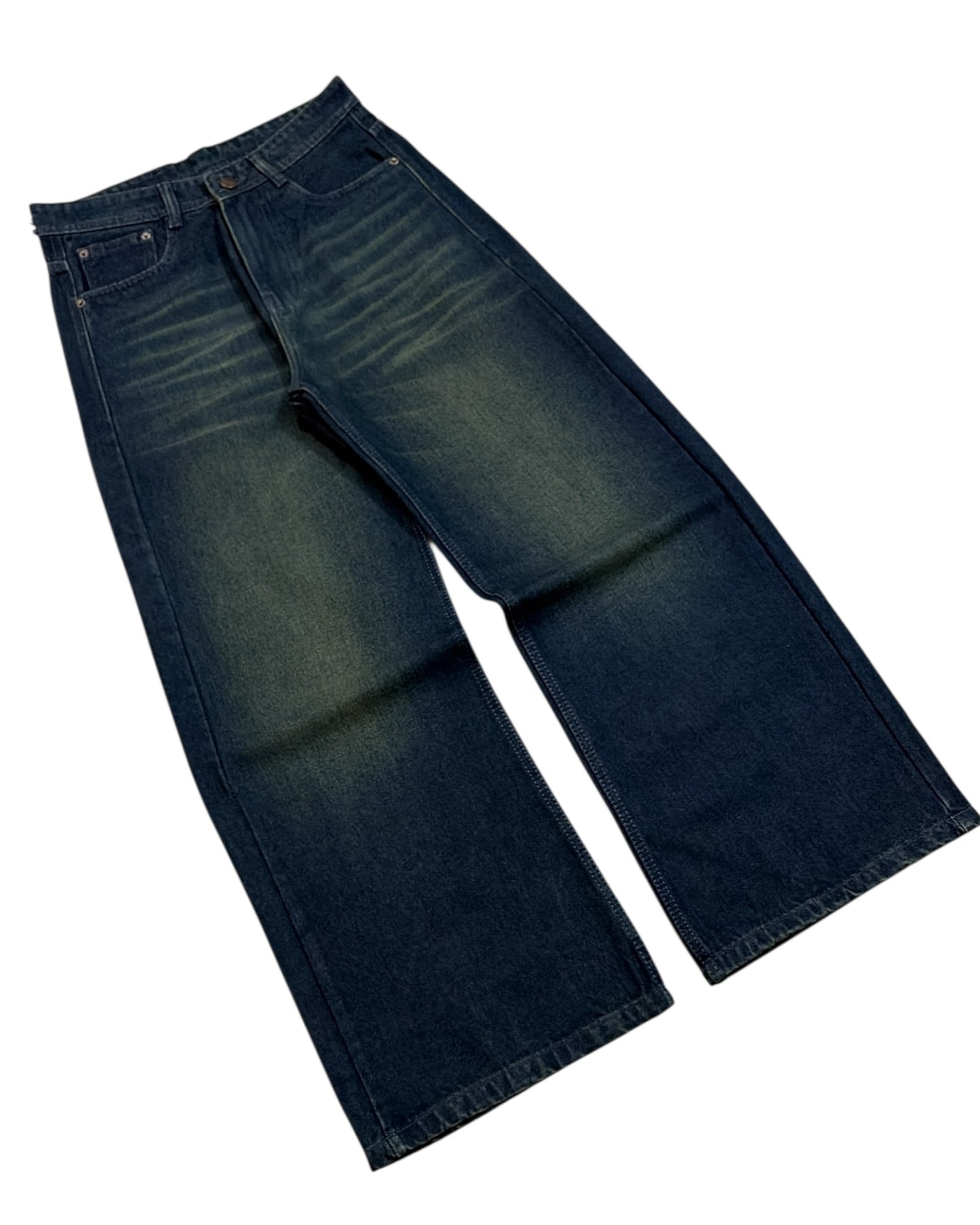 Dark Green Vintage Baggy Wide Fit Jeans