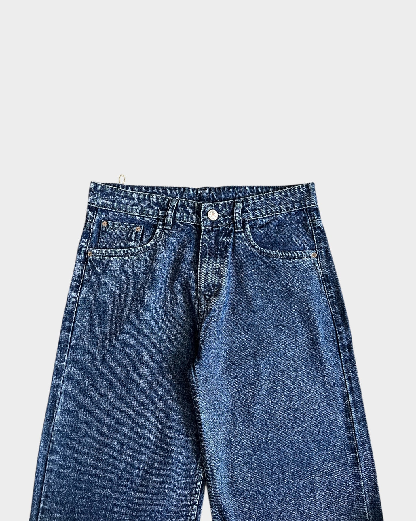 90s Retro Dark Blue Stone Wash Baggy Wide Denim