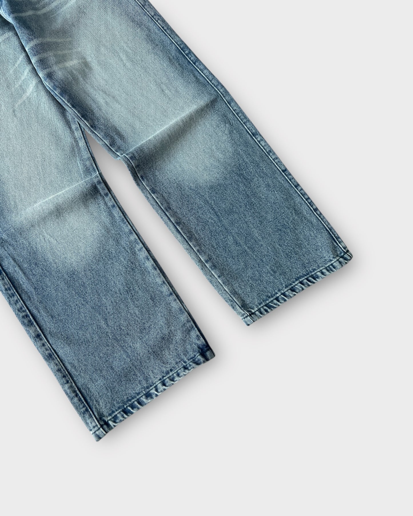 Light Sky Blue Fade Relaxed Straight Fit Denim