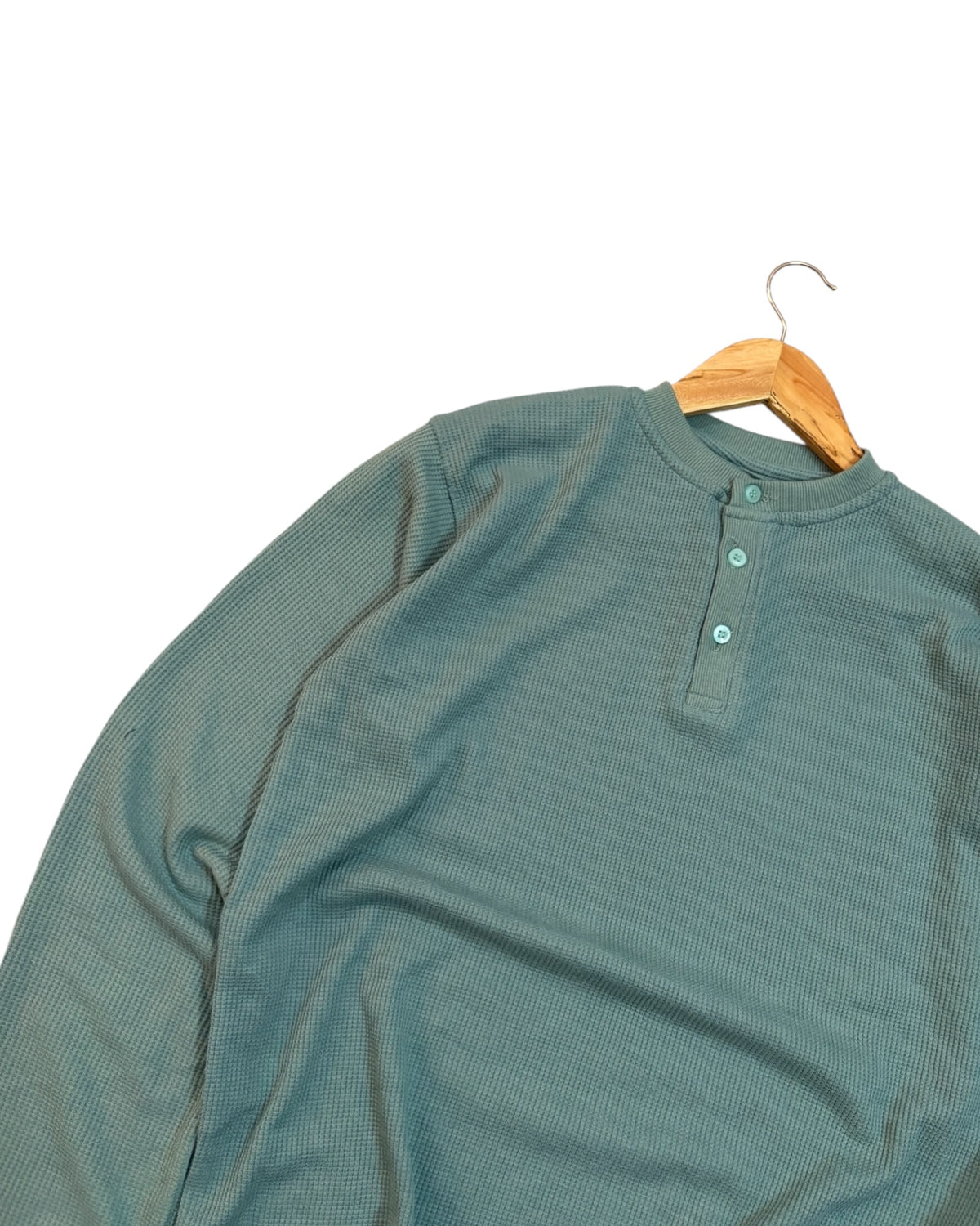 *Best Seller* Henley Boxy Waffle Tee - Green