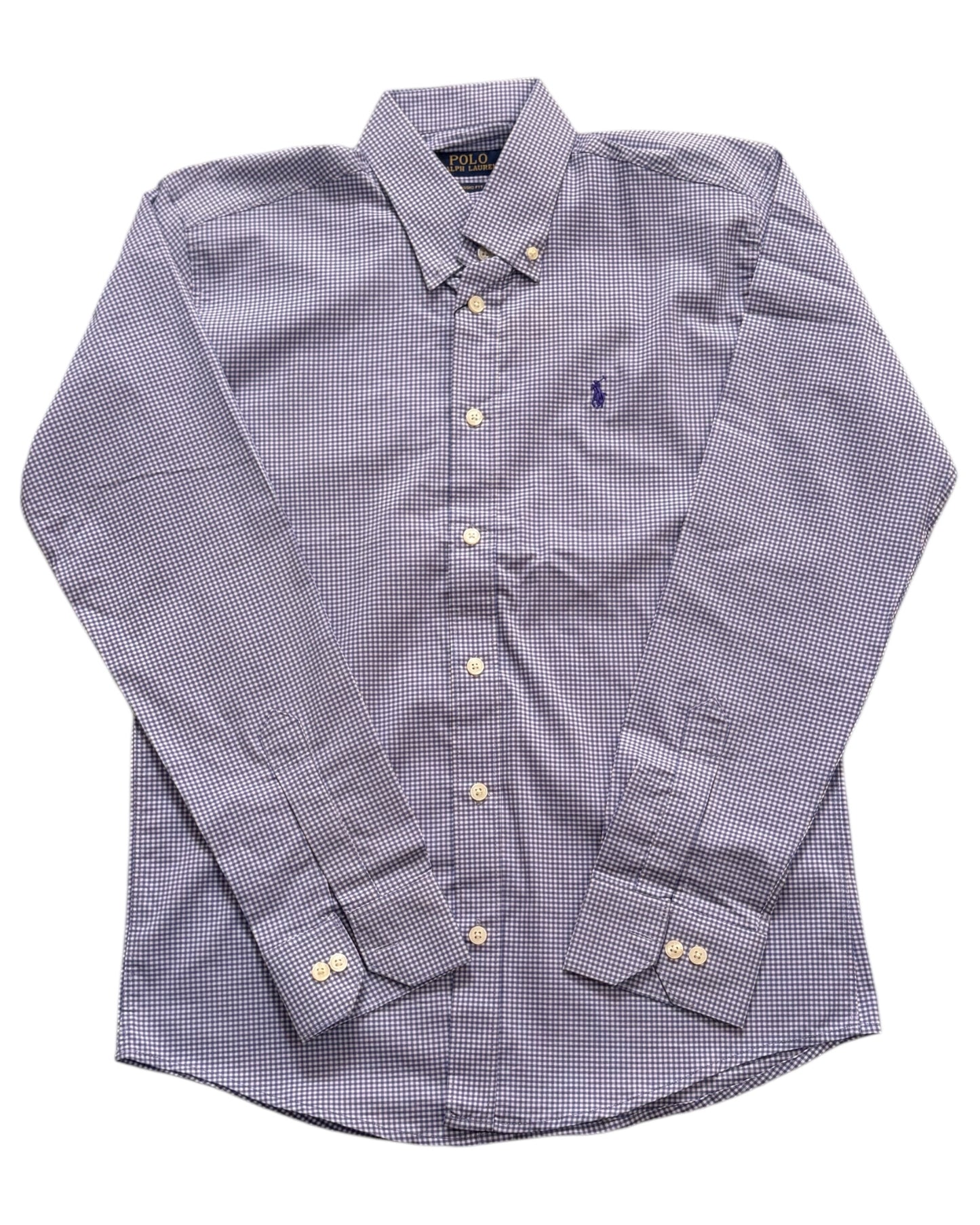 Micro-check Cotton Shirt - Deep Purple
