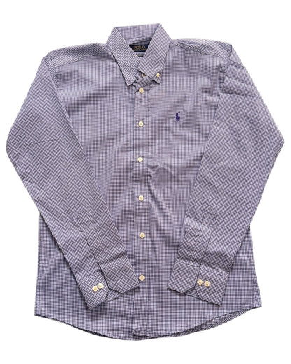Micro-check Cotton Shirt - Deep Purple