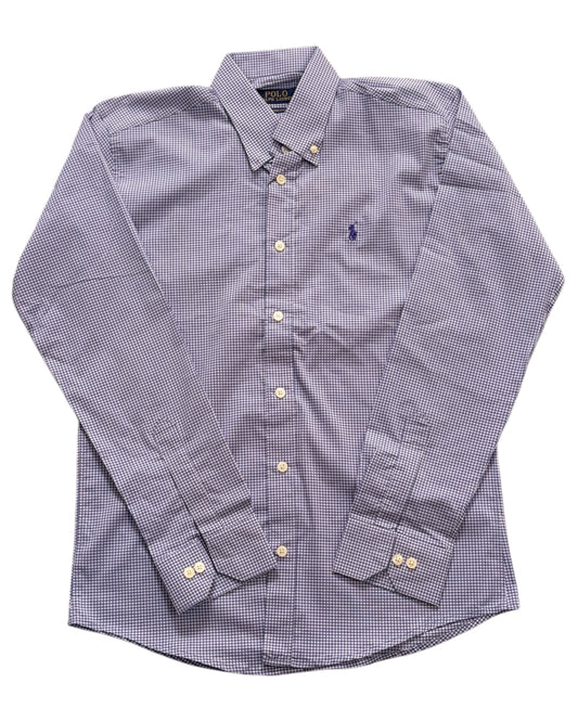 Micro-check Cotton Shirt - Deep Purple