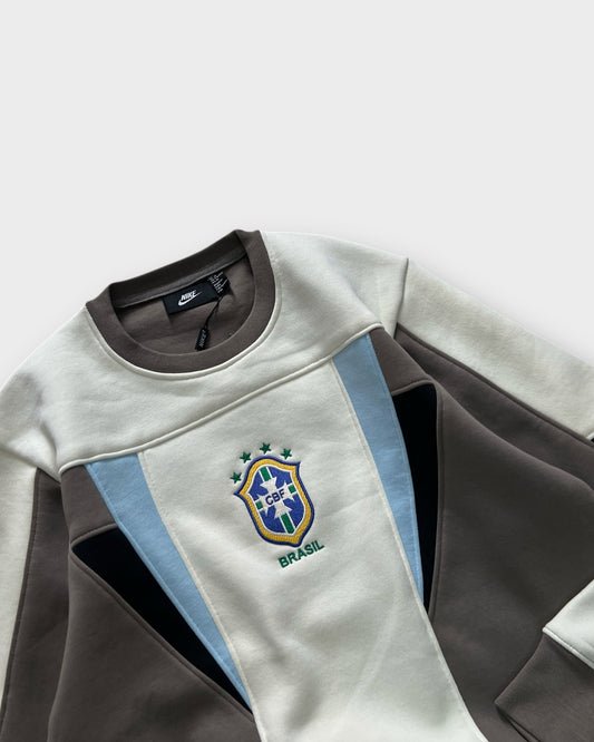 Team Brazil Panel Crewneck "400+ GSM" - Cream/Brown