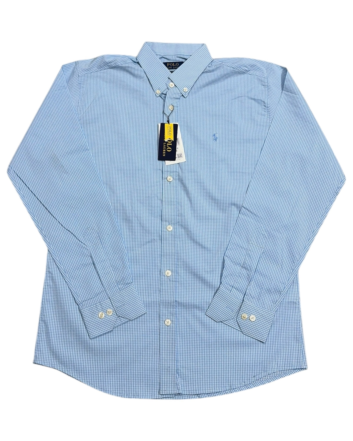 Micro-check Cotton Shirt - Blue