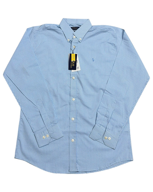 Micro-check Cotton Shirt - Blue