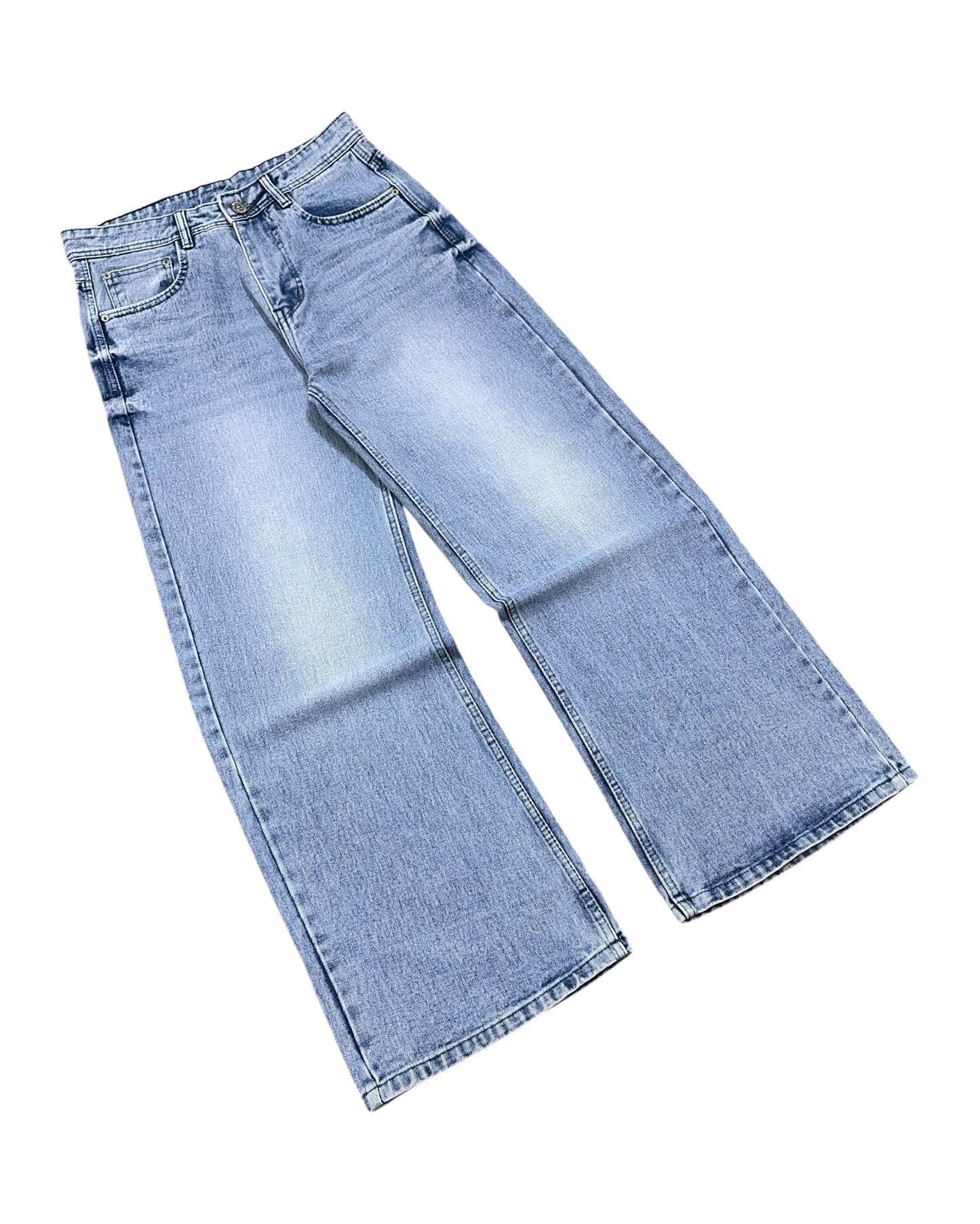 Light Blue Faded Wide Fit Jeans