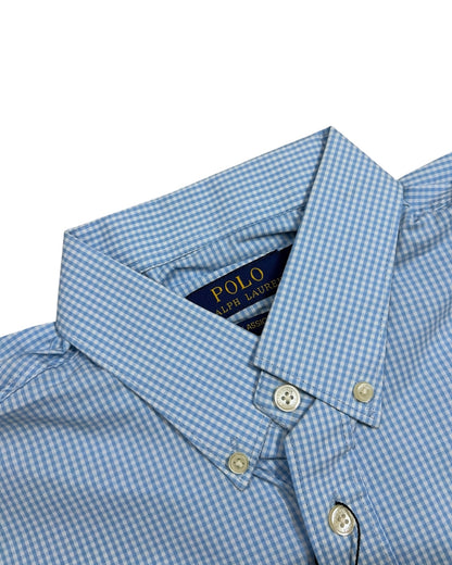 Micro-check Cotton Shirt - Blue