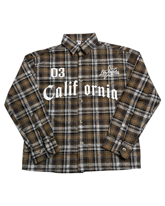 Dusty Check Boxy Shirt - Brown