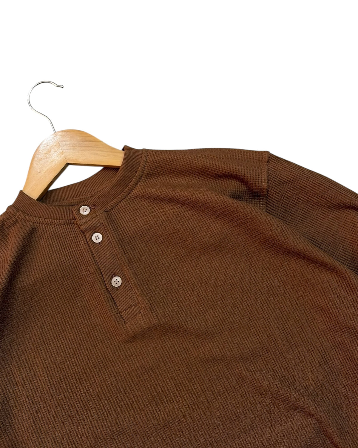 *Best Seller* Henley Boxy Waffle Tee - Brown
