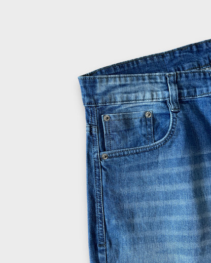 Ice Blue Whisker-Fade Relaxed Straight Fit Denim