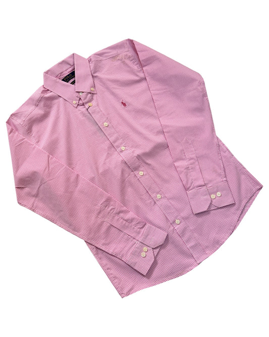 Micro-check Cotton Shirt - Pink