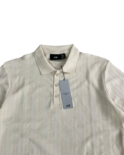 Knitted Cotton T-shirt - Cream White