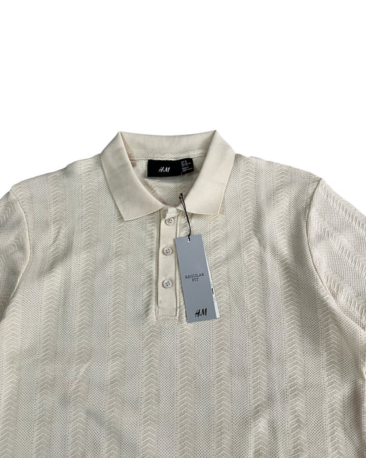 Knitted Cotton T-shirt - Cream White