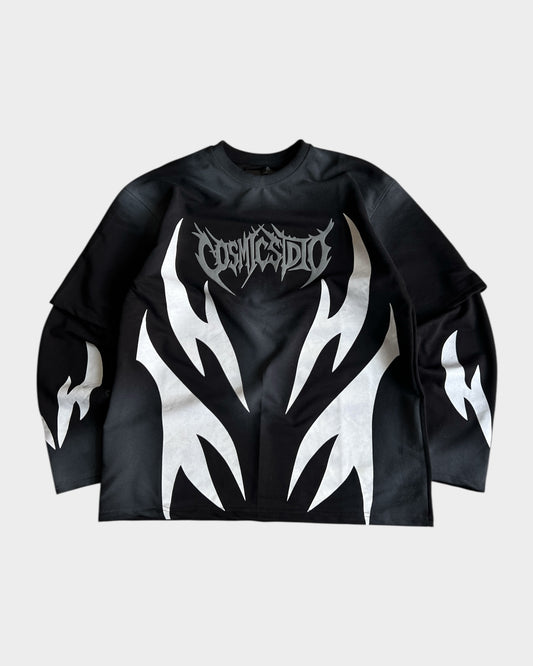 Cosmic Flame Long Sleeve Tshirt - Black