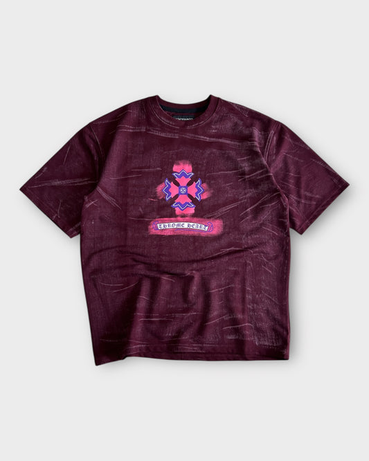 Chrome Floral Crest Tee - Maroon Red
