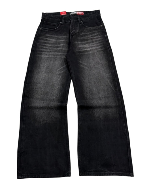 Washed Black Baggy Wide Fit Jeans