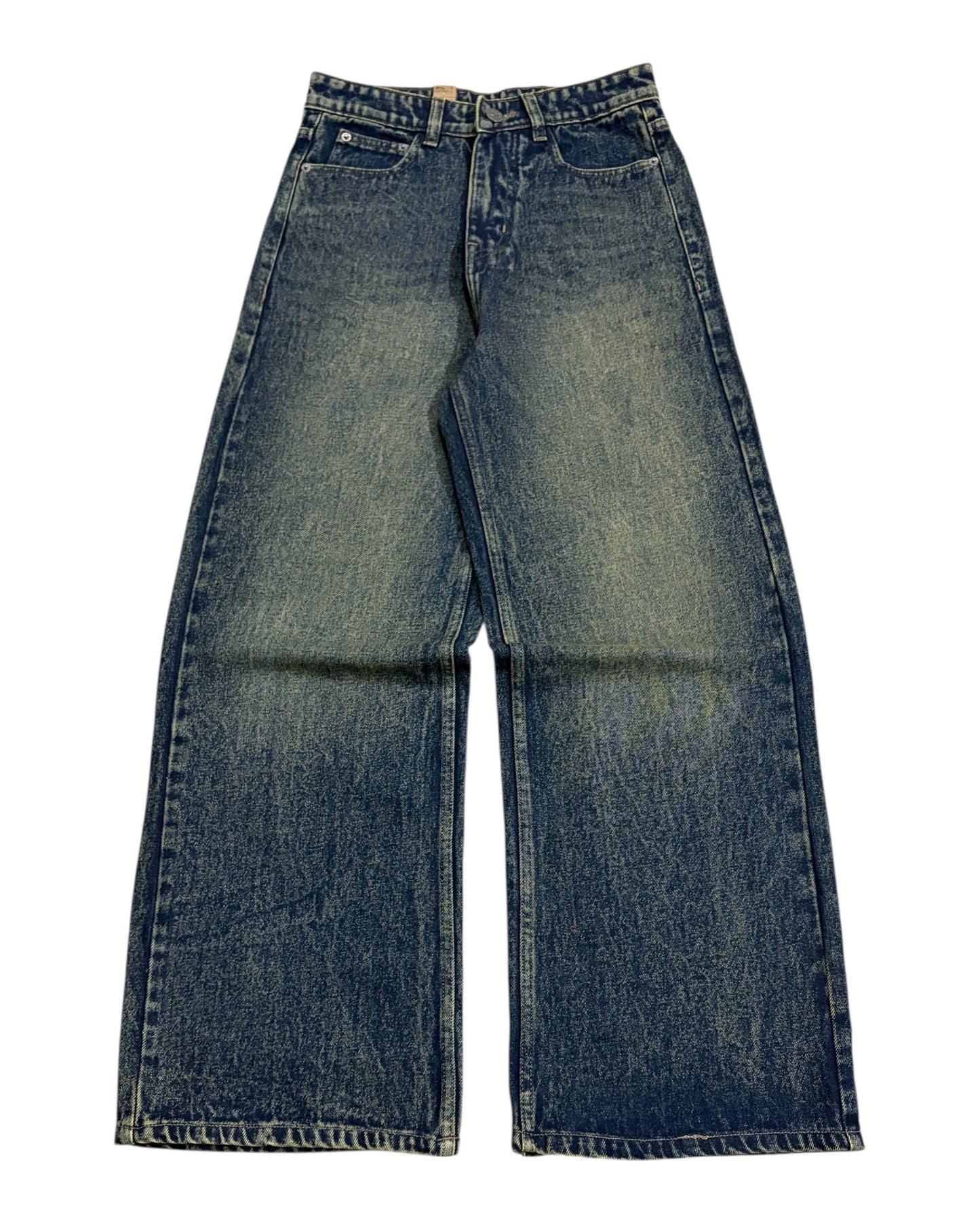 Green Vintage Wash Wide Fit Jeans