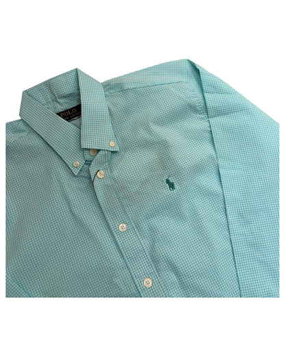 Micro-check Cotton Shirt - Sea Green