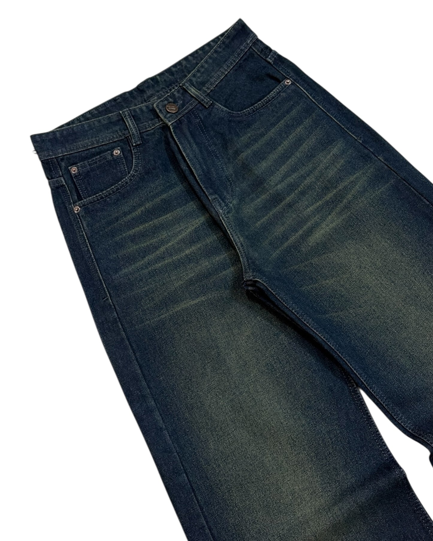 Dark Green Vintage Baggy Wide Fit Jeans