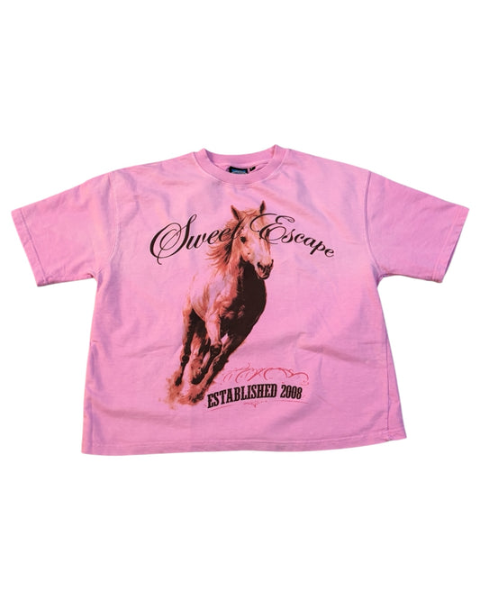 Boxy Fit Half Sleeve T-shirt - Sweet Escape Pink Sun Fade