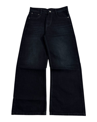 Dark Black Wash Wide Fit Jeans
