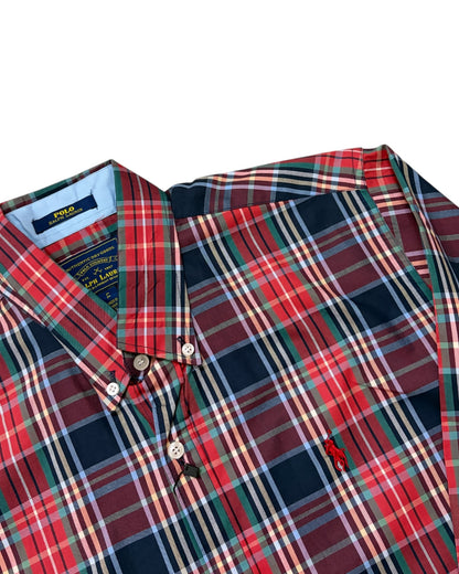 2 Shade Check Cotton Shirt -Red