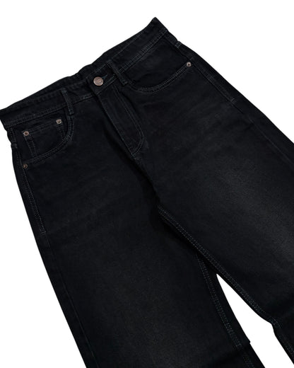 Dark Black Faded Wide Fit Jeans