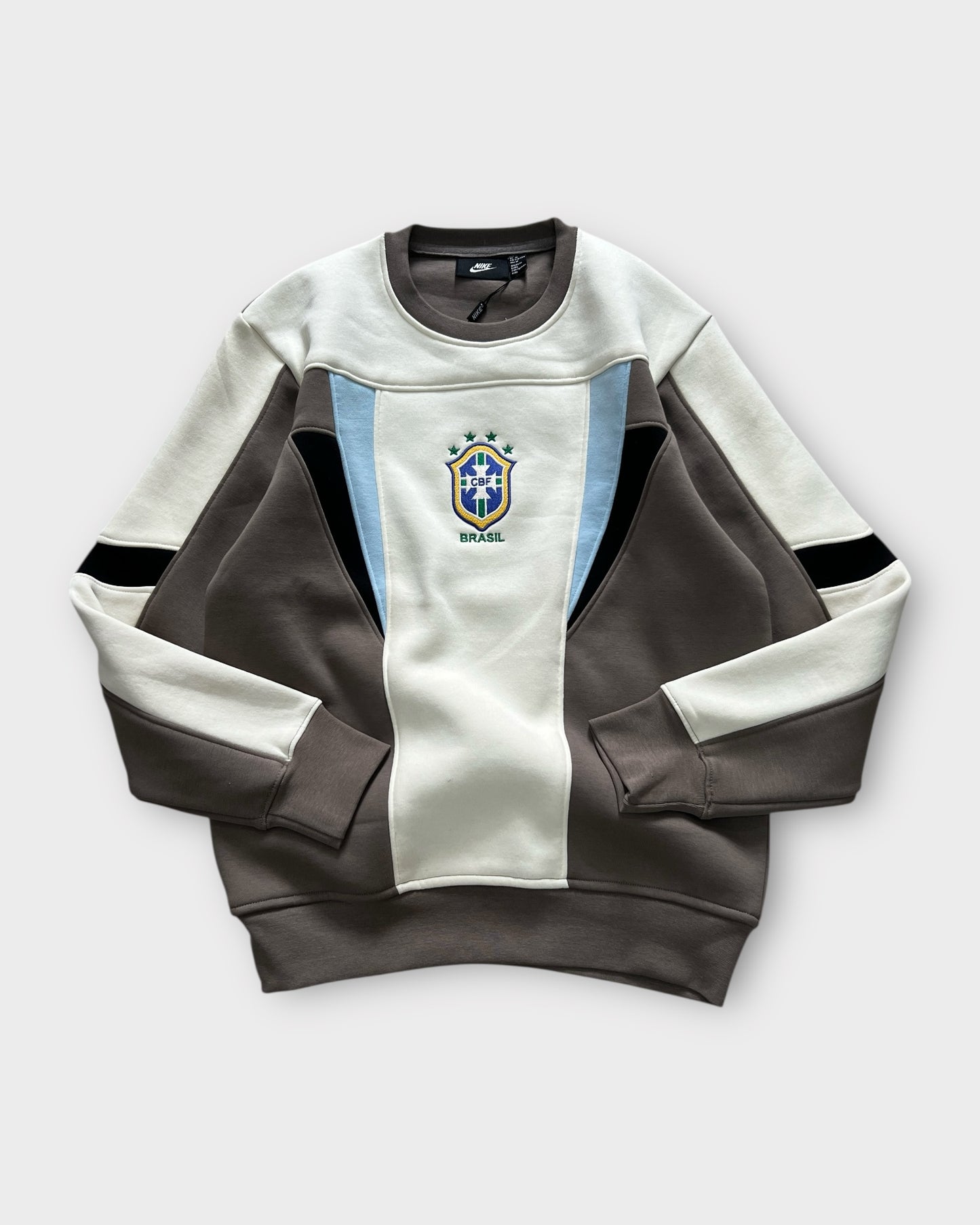 Team Brazil Panel Crewneck "400+ GSM" - Cream/Brown