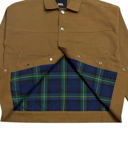 Workwear Boxy Cropped Jacket - Tan