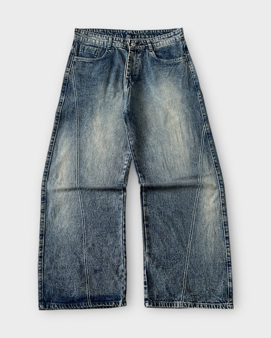 Vintage Wash Baggy Wide Leg Jeans