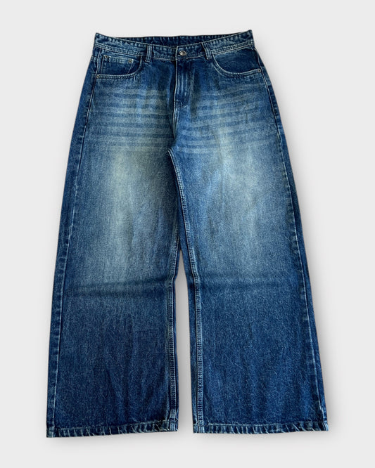Urban Blue Vintage Wash Baggy Wide Leg Jeans