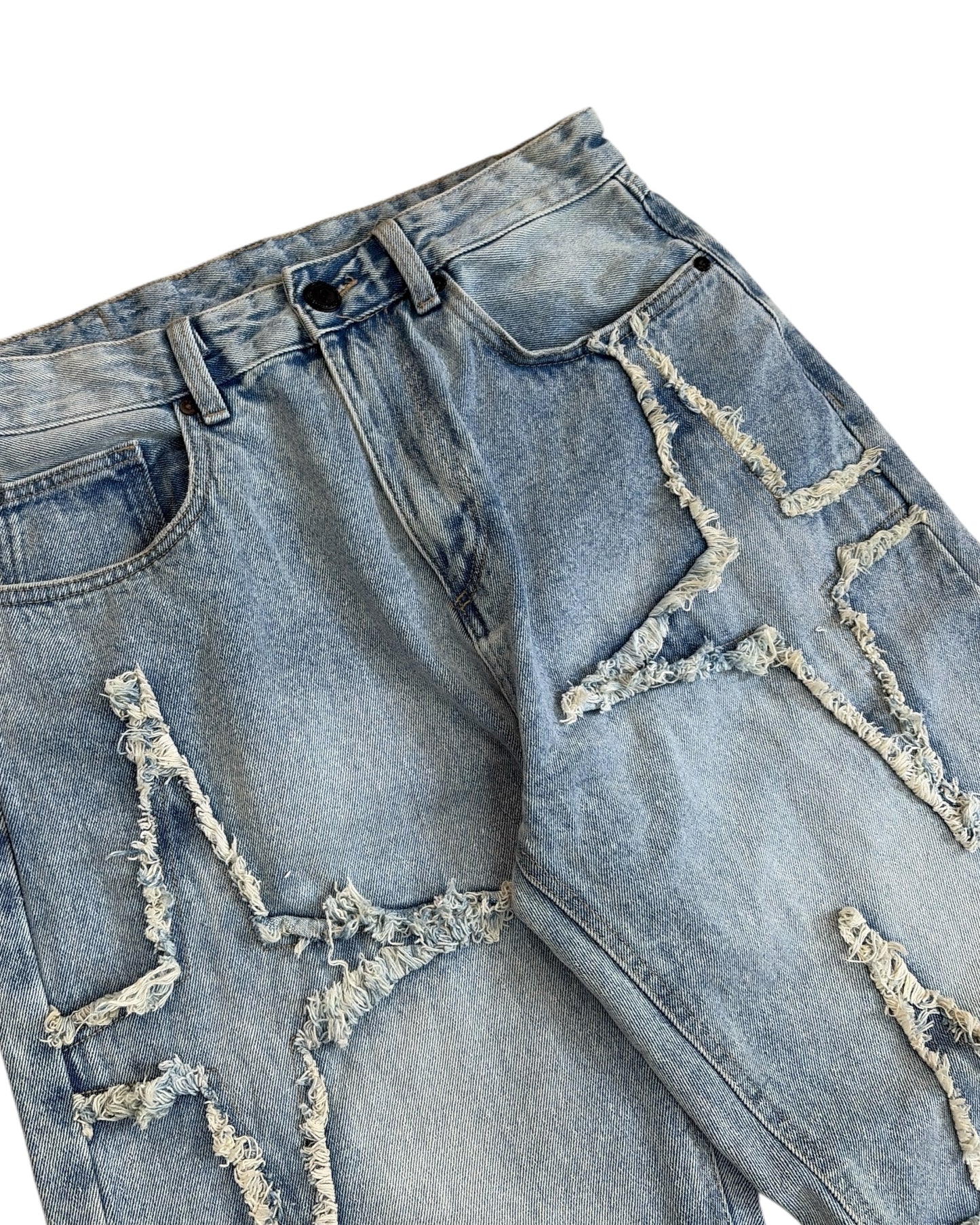 Original Star Frayed Baggy Jeans - Blue
