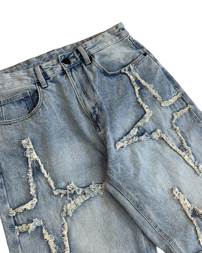 Original Star Frayed Baggy Jeans - Blue